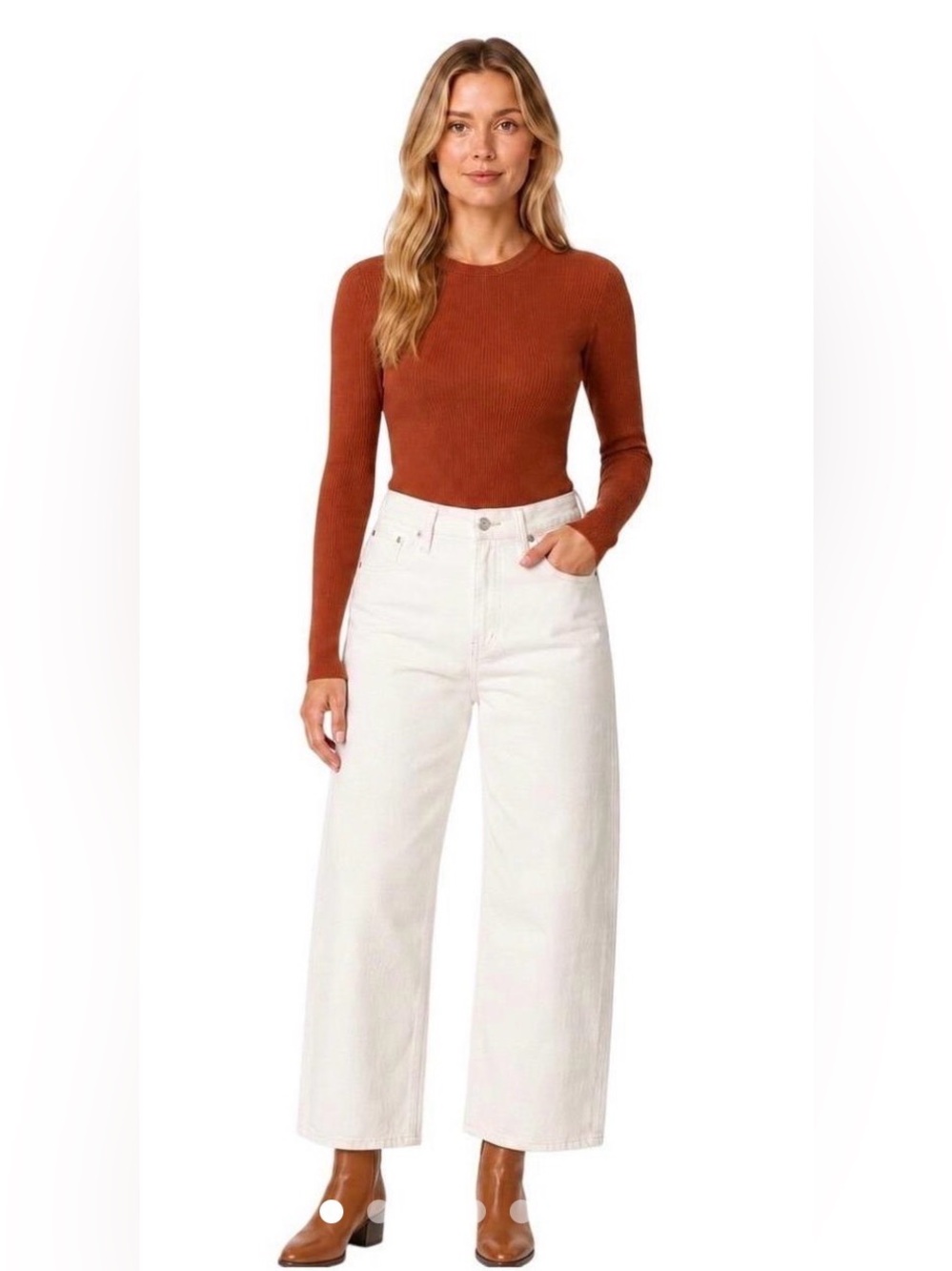Madewell The Perfect Vintage Wide-Leg Crop Jean in Tile White, 31